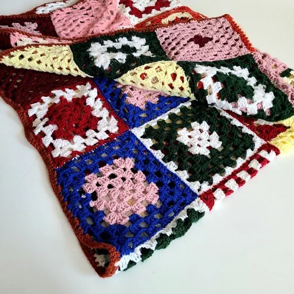 Granny square multicolored throw blanket Afghan. - Picture 7 of 11